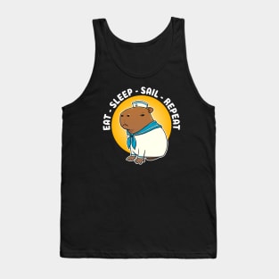 Eat sleep sail repeat Cartoon Capybara Sailor Tank Top